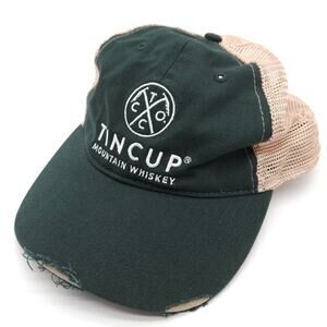 Tin Cup Mountain Whiskey Snapback‎ Mesh Distressed Hat Ball Dad Cap Green